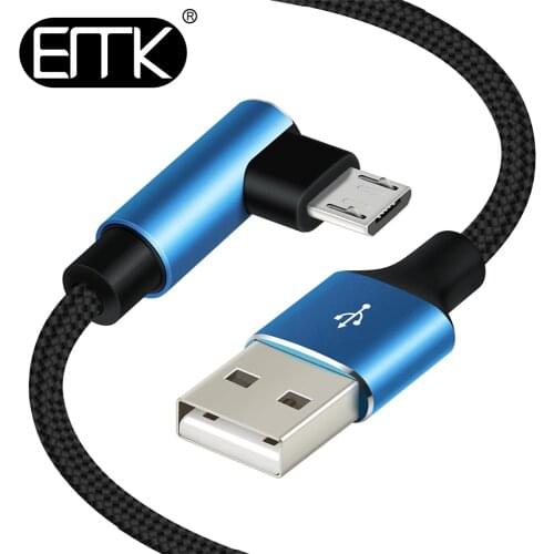 EMK Micro USB 2A Cable 90 degree Android USB Charger Cord for Xiaomi Huawei Honour mate HTC LG USB Data Sync Cable Fast Charging