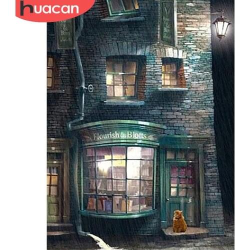 HUACAN Diy Diamond Painting Night Scenery Embroidery Cross Stitch Building Landscape Mosaic Home Decor Diamond Art