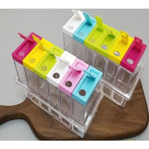 Seasoning Box Kitchen Spice Storage Bottle Jars Transparent PP Salt Pepper Cumin Powder Box Tool salt pepper shaker set