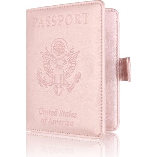 TRASSORY Travel Leather Usa Passport Cover Us Rfid Protection Credit Card Passport Holder Case With Magnetic Button