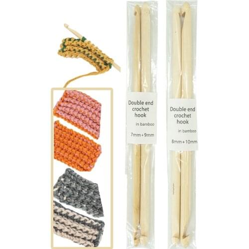 2Pcs 7/8/9/10mm Bamboo Wood Crochet Hook DIY Knitting Needles Hook Double Head Handle Knitting Weave Yarn Crafts Tools