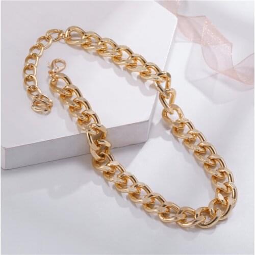Punk Miami Cuban Choker Necklace Collar Statement Hip Hop Big Chunky Aluminum Gold Color Thick Chain Necklace Women Jewelry