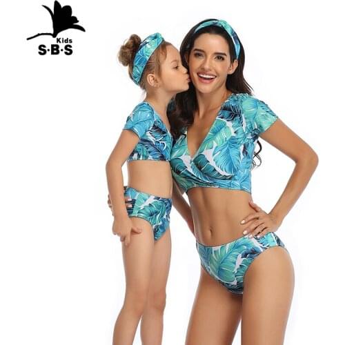 Two Pieces High Waisted Father-son Swimwear Female Sexy Mother Daughter Swimsuit Girls Family Matching Clothes