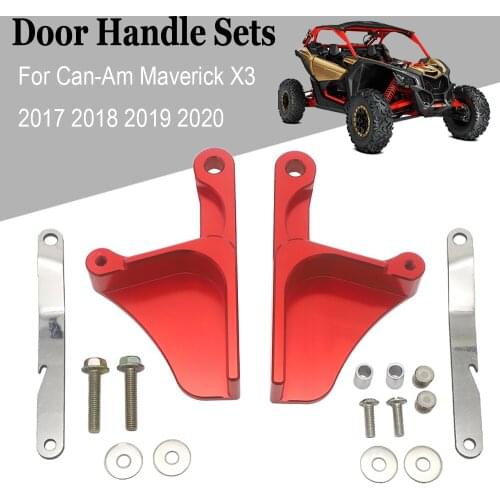 Left & Right Red Black Gold Billet Aluminum Anodized Door Handle Sets Fit For Can-Am Maverick X3 Models 2017 2018 2019 2020