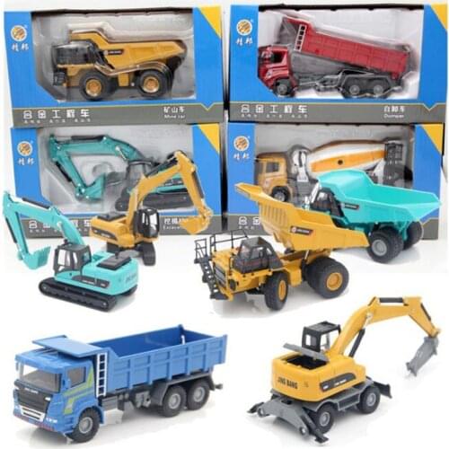 1/60 Diecast Alloy Metal Excavator Crusher Dump Truck Wheel Loader Wood Grab Forklift Engineering Construction Vehicle Model Toy
