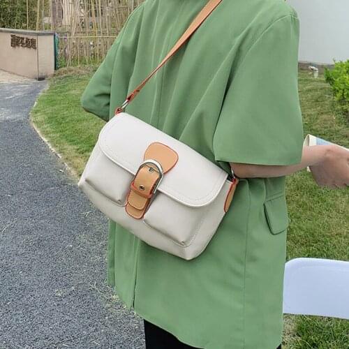 Small Pu Leather Shoulder Bags for Women 2021 New Chic Messenger Bag Ladies Simple White Handbag Trending Designer Crossbody Bag