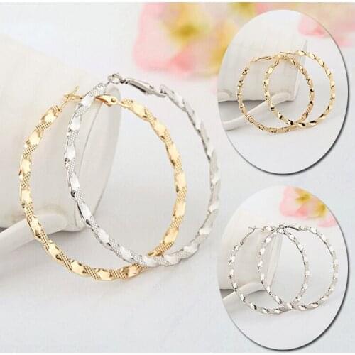 Trendy Gold Color Twisted Big Earrings Wholesale Jewelry Round Large Size Hoop Earrings Women Female Hot Style Jewelry Wedding