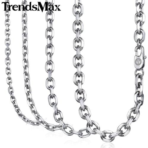Trendsmax Rolo Link Mens Necklace Chain Stainless Steel Silver Color Tone 3/4/6/8mm KKNM162