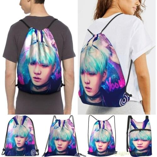 Min Yoongi Men Purpose Drawstring Backpack Bags Women Outdoor Travel Backpacks Gym Training Swimming Fitness Bag