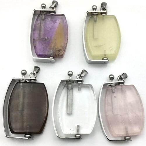 Natural Perfume Bottle amethysts Essential Oils Diffuser rose quartzs citrines vial swing bottle pendant for necklace making