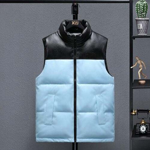 2021 New Mens Autumn Winter Cotton-Padded Shiny Vest Removable Hat Hood Waistcoat Warm Sleeveless Winter Jacket Zipper Coat