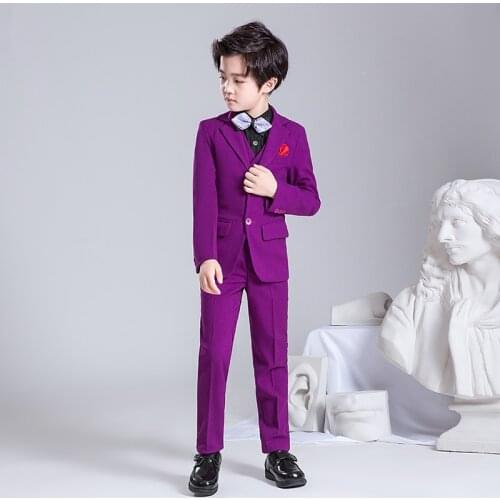 Boys Formal School Suits for Weddings Prince Kids Party Tuxedos Boys Gentlemen Birthday Dress Blazer Pants 3PCS Costume