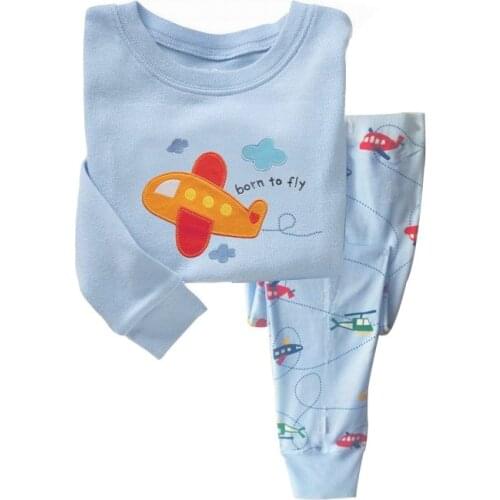 Fall Kids Girls Pajamas Sets Cartoon Lovely Baby Boys Home Wear Plane Underwear Pyjamas Children Pajama Sleepwear Home Clothing