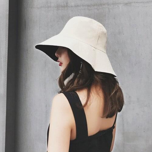Summer Women Bucket Hat Double Side Wear Wide Brim Sun Hat Outdoor Travel Female Panama Fisherman Cap
