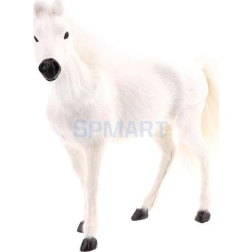 Lifelike Simulation Plush Stuffed Horse Animals Model Figure Plush Figures Soft Toy Home Decoration White