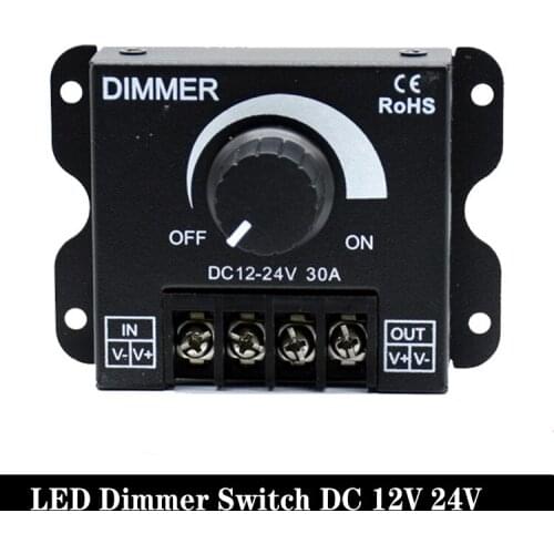 30A DC 12V 24V LED Dimmer Adjustable Brightness Lamp Bulb Strip Driver Single Color Light
