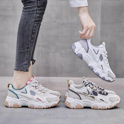 Spring New Women Casual Sport Shoes Street Trend Breathable Air Mesh Patchwork Sneakers Girl Fashion Trainers 3 Colors