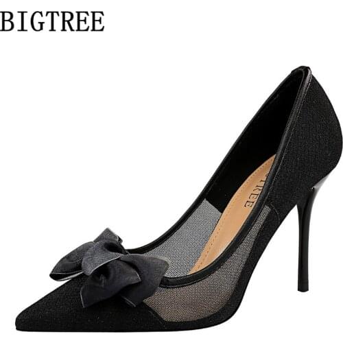 Bigtree Luxury Brand Shoes For Women 2021 Heels Pointed Toe Shoes Butterfly High Heels Wedding Shoes Bride Sexy Heels Chaussures