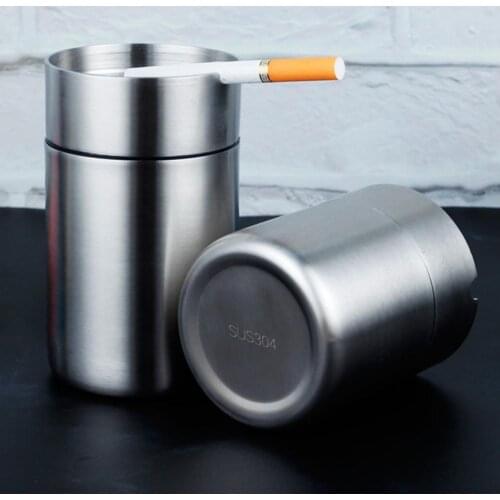 Convenient Ashtray Windproof Detachable Stainless Steel Round Ashtray Ash Container for Car for Home