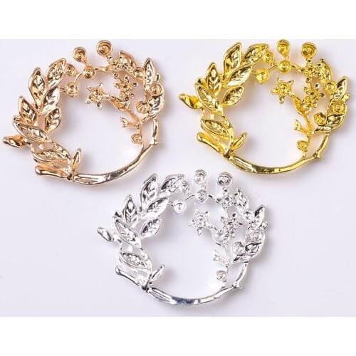 10 Pcs 32*40mm Alloy Wreath Settings Wedding Hair Accessories Bridal DIY Handmade Jewelry Making Accessories