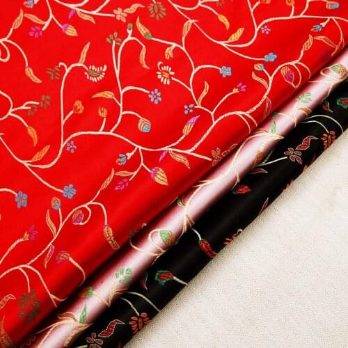 Vintage satin fabric brocade jacquard fabrics for sewing kimono cheongsam and bags stitching clothing material