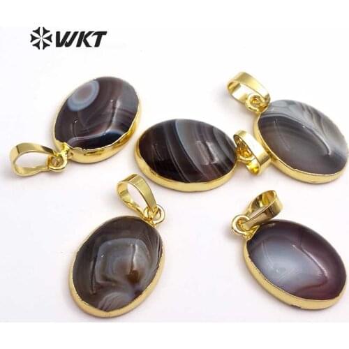 WT-P1375 Mysterious Pattern Of The Universe Pendant Natural Persian Stone With Gold Trim For Trendy Women Necklace Pendant