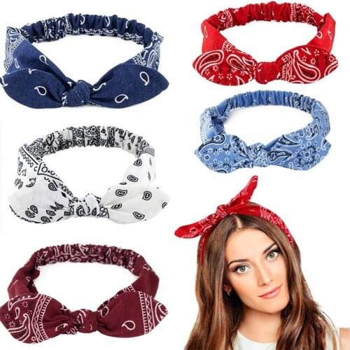 2020 Women Hair Accessories Ladies Hoop Vintage Hair Bands for Girls Fashion Headband Knotted Bow Soft Solid Elastic Headdress