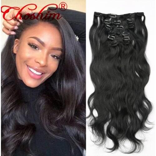 Clip In 100% Human Hair Extensions Clip Ins For Black Women Natural Black Color 7 Pieces And 120g/Set Remy Brazilian Hair