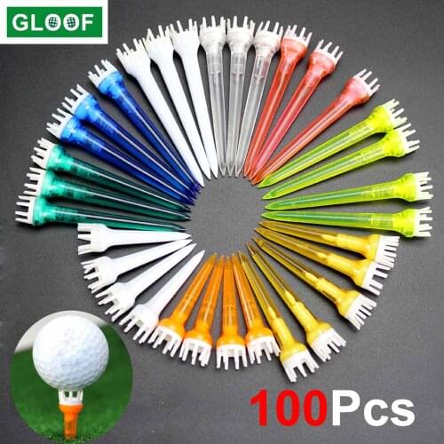 100Pcs/Lot Mixed Color Golf Tees 50mm/62mm/78mm Plastic Golf Tee Low Resistance Zero Friction Durable (Random Colors)