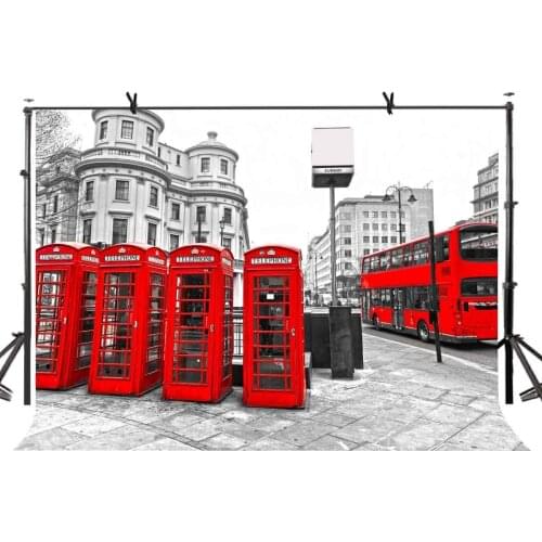 150x220cm Red Phone Booth Backdrop Retro Red Telephone Box British Style Photography Background for Camera Photo