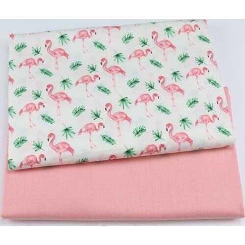 160CM*50CM cotton cartoon pink flamingo green leaves chevron fabric for DIY kids bedding apparel dress patchwork handwork decor