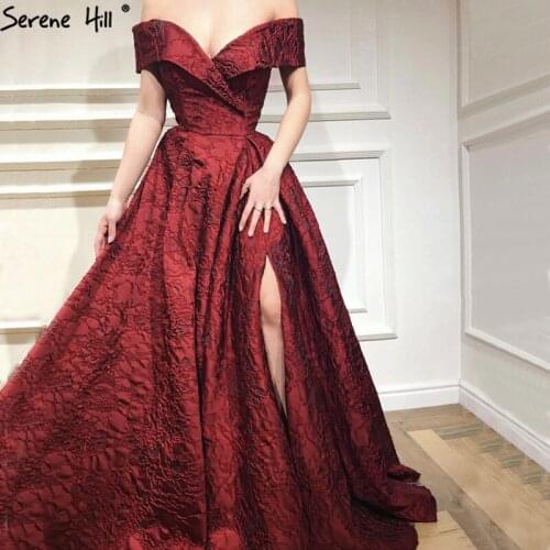 2020 Newest Designer Long Red Gowns Off Shoulder Sexy Fashion Formal Evening Dresses Serene Hill LA6484