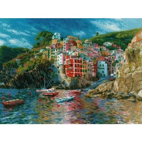 2021 Newest Embroidery Liguria Cross Stitch Kits for Beginners Australia with 100% Cotton Floss & Free Shipping for Wall Decor