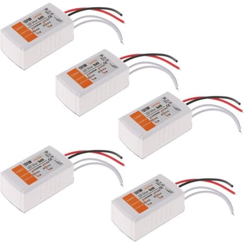 5Pcs LED Lights Transformer, Electronic Transformer DC 12V To AC 90-240V 18W Transformer Dimension 75x38x25mm