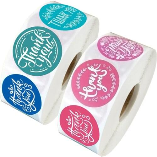 500pcs Pink Flowers Thank You Stickers Seal Labels for Wedding Decoration Christmas Gift Stickers DIY Craft Party Supplies