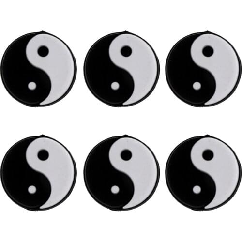 6 Pieces Tai Chi Tennis Shock Absorber Damper Racquet Vibration Dampener Accessories Gifts 2 Color Options Yin Yang Black White