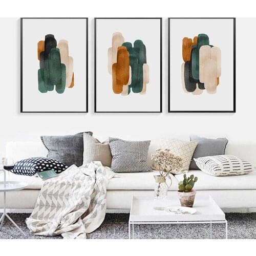 Abstract Geometric Canvas Painting Posters Prints Minimalist Green Wall Art Pictures For Living Room Home Bedroom Aisle Studio