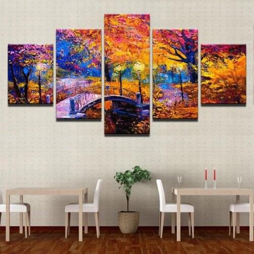 Diy Diamond Painting 5 piece Autumn Scenic Bridge diy diamond Embroidery full Square round Mosaic room Decor,EE2074