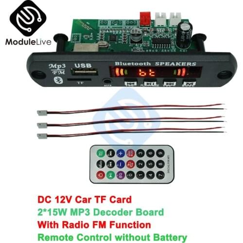 DC 12V Car TF Card 2*15W MP3 Decoder Board with Radio FM Function Remote Control without Battery for MP3/USB/TF/FM / BLUETOOTH