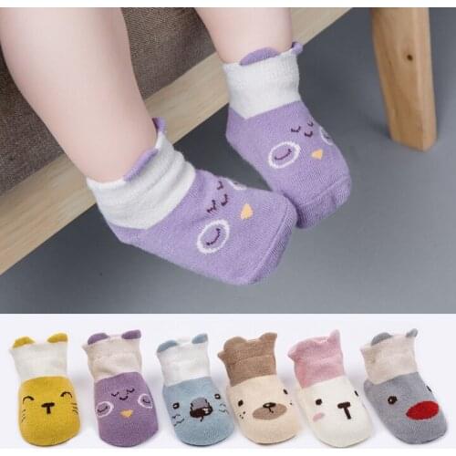 Shallow mouth children socks anti- slip baby floor socks three-dimensional color matching boat socks