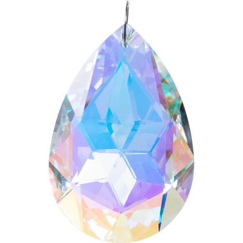 H&D 1PC Bauhinia Clear Art Glass Drops Chandelier Pendant Lamp Hanging Prisms Multi Faceted Beads Chrismas Decoration For Home