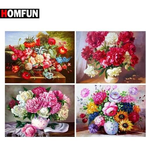 HOMFUN Full Square/Round Drill 5D DIY Diamond Painting "Colored flower" 3D Diamond Embroidery Cross Stitch Home Decor Gift