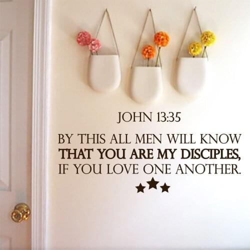 Art Text Wall Sticker Bible Verses Psalms John 13:35 By This All Men Vinyl Decals Home Interior Wall Decor Living Room Hot LA833