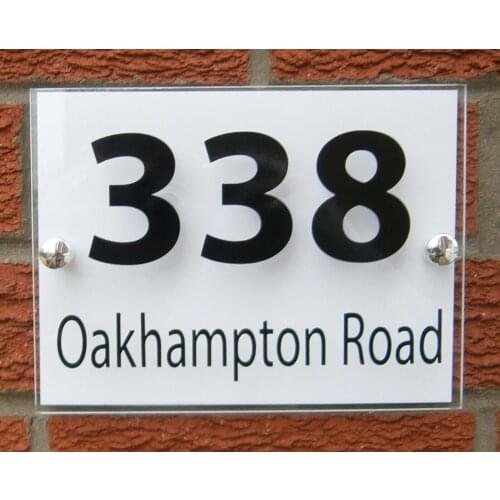 DIY House Number HOUSE SIGN PLAQUE 200x140mm QUALITY ACRYLIC WHITE BACK PLATE