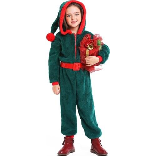 Umorden Xmas Christmas Tree Costume Cosplay for Girl Child Kids Hooded Jumpsuit Onesies Fleece