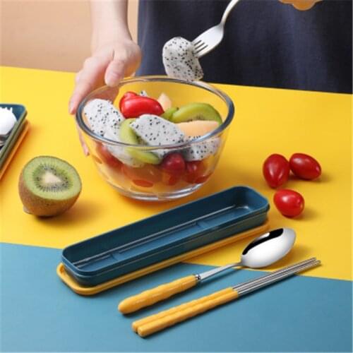 Kitchen Tableware Tableware With Chopsticks With Box Cutlery Set Stainless Steel Fork Spoon Dinner Kitchen Dinnerware