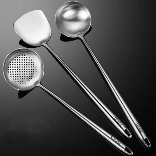 304 Stainless Steel Wok Spatula Kitchen Slotted Turner Spoon Ladle Shovel Cooking Tools Hot Pot Utensil Set utensilio cocina
