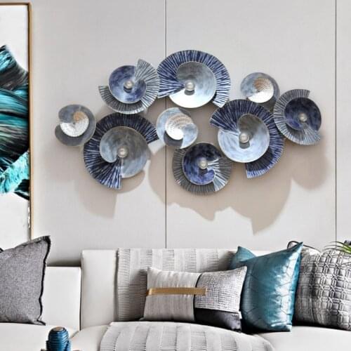 Metal Material Europe Modern Style Gradient Blue Study Living Room Wall 3D Stereo Wall Hanging Decoration 3D Creativo