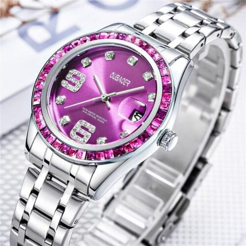 OUBAOER Fashion Women Watches Diamond Analog Display Stainless Steel Elegant Quartz Watch Waterproof Good Gift Lady Watch