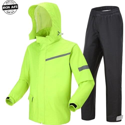 IRON JIAS Waterproof Motorcycle Rider Raincoat Impermeable Poncho Rainproof Jacket Motorbike Scooter Raincoat+Rain Pants Suit
